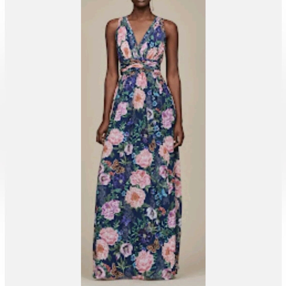 Vibrant Floral Print V Neck Occassion Maxi Dress - Picture 8 of 12
